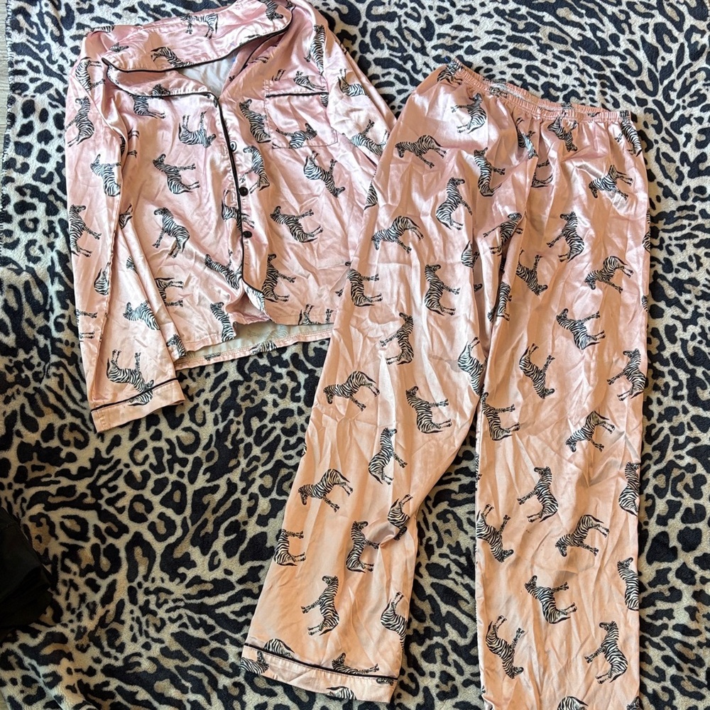 Pink Zebra Print Pajama Set